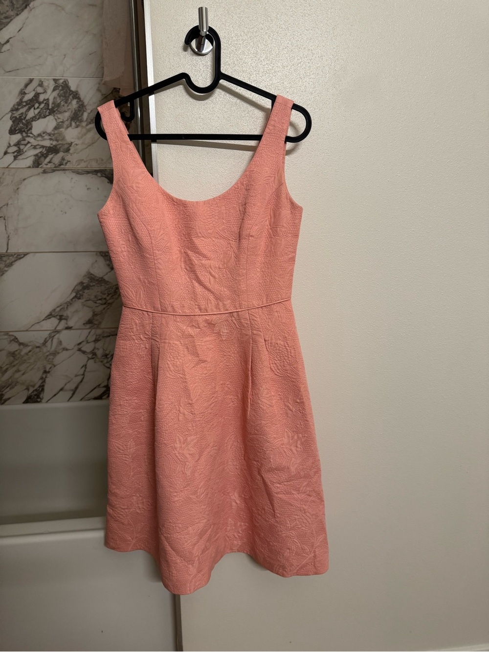 Anne Klein Peachy Pink Textured Sleeveless Fit-and-Flare Dress